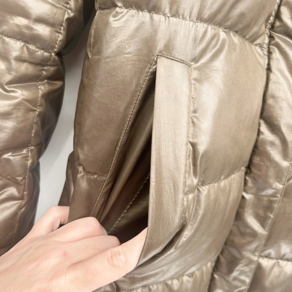 Uniqlo Women Bronze‎ Brown Quilted Down Collection Puffer Winter Coat Jacket M